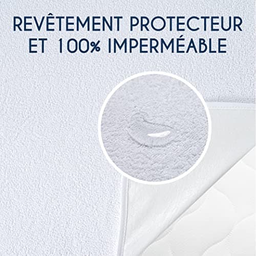 Protege Matelas 160x200 cm Imperméable Oeko TEX par Dreamzie - Alese 160x200 en Coton Respirant avec 4 Coins Elastiques