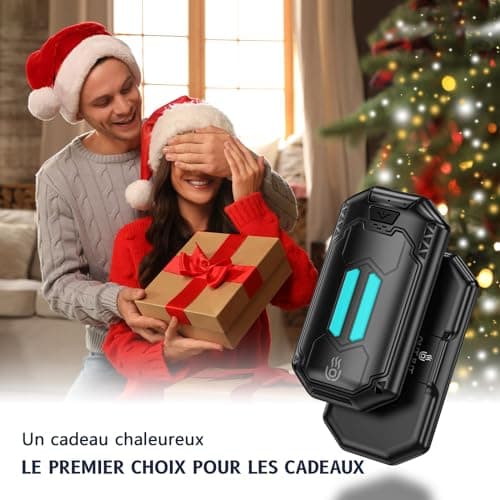 Chauffe Main Rechargeable 6000mAh OUTJUT Chaufferette Main Reutilisable 2 en 1, Câble de Charge USB, Idéal pour Le Camping et Le Ski, Cadeau Chaleureux pour Adultes et Enfants Cadeau de Noël(Noir)