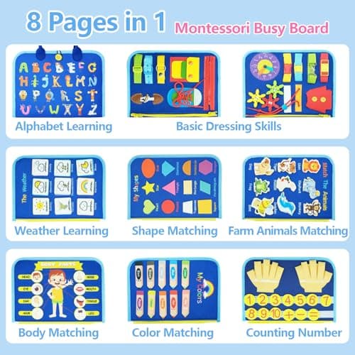 Trdlpyn Busy Board Jouet Montessori 2 3 4 Ans, Sensoriel Jeux Educatif Planche Montessori, Jeux Avion Voiture Enfant Voyage, Cadeau pour Enfants Garçon Fille