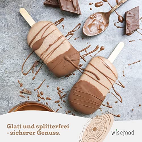 wisefood Lot de 100 bâtonnets de glace en bois naturel de 11 cm