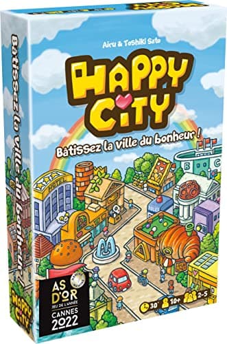 Asmodee - HAPPY CITY - Jeu de Société de Construction Urbaine Pour Enfants Dès 10 Ans - Créez votre Ville - Lauréat As D'Or 2022 - 2 À 5 Joueurs - 30 Min - Version Française