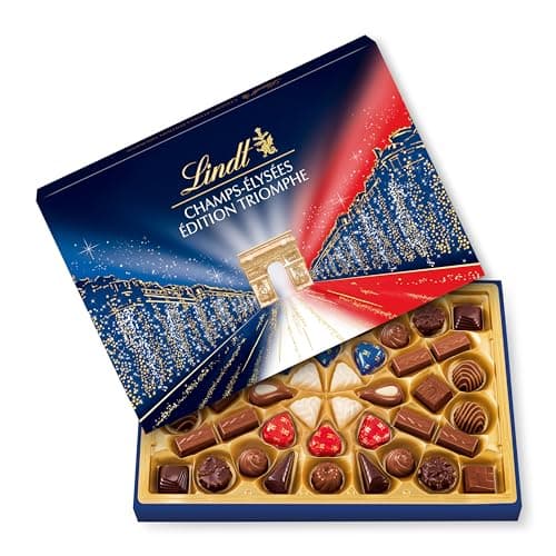 Lindt - Boîte CHAMPS-ÉLYSÉES Édition Triomphe - Assortiment de Chocolats au Lait, Noirs et Blancs - Idéal pour Noël, 460 g