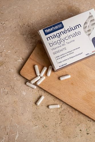 Laboratoire NaturAvignon Magnésium Bisglycinate + Taurine + Vitamine B6 | Haute absorption supérieure au magnésium marin | Fatigue nerveuse & physique, stress | Fabriqué en France | 60 gélules (1mois)