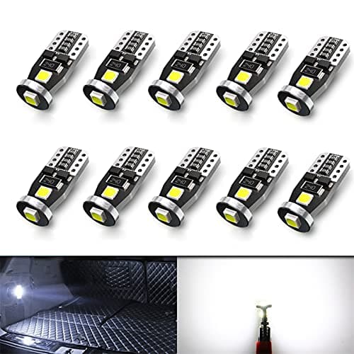 SageSunny 10 pièces Ampoule T10 W5W LED Intérieur Voiture 194 501 168 12V 3SMD 3030 puces 6000K Blanc pour Voiture Côté Dôme Carte Porte Courtoisie Coffre Plaque d'immatriculation Lumières