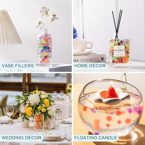 ANZON MORIES Perles d'eau claire 328g billes et plates pour vase, Perle d eau transparente en hydrogel et eau gélifiée Clair, bougies flottante, décoratif maison, déco Noël, festivité marriage