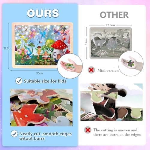 Puzzle en Bois La Licorne Sirène Princesse Fée pour 3 4 5 6 Ans, Puzzle Enfant 4×24 Pièces, Jouet Educatif Préscolaire, Montessori Cadeaux Enfant de 3 à 8 Ans Garçons Filles