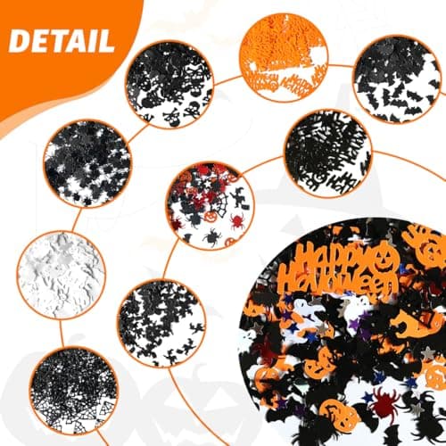 NJCXOLA Deco halloween, Stickers halloween, confettis de table d'Halloween, décoration de table Happy Halloween, confettis de citrouille (Halloween)