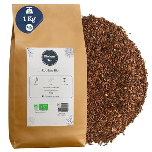 Rooibos Nature Bio - Infusion Vegan en Vrac, 100% Naturel, Sans OGM - Agriculture Biologique - Fabrication Française - Sachet 1 kg (500 Tasses)