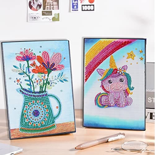 2 x DCIDBEI A5 Carnet Diamond Painting Journal Intime Fille Carnet Peinture Diamant Carnets Notes Broderie Diamants Diamant Painting Carnet de Note Fleurs Carnet de Voyage Cahier de Croquis A5 Unicorn
