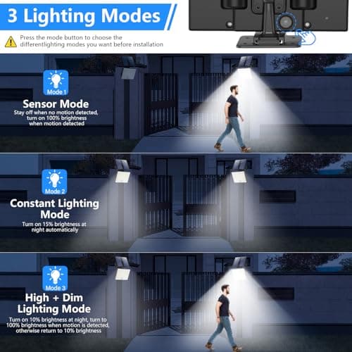 Realky Lampe Solaire Extérieur Détecteur de Mouvement, Lumière Solaire Extérieure Puissante 113 LED 2000mAh 4 Modes étanche IP65, Eclairage Solaire Exterieur avec Câble 5M, 1 Pièce