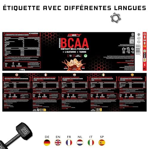 BCAA Performance - 450 g de poudre - BCAA instantanés + L-Glutamine + Taurine - Délicieux & super soluble - Acides aminés végétaliens - Ratio 2:1:1 - (Cola)