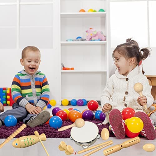 Instruments de Musique en Bois pour Tout-Petits & Bebe, Ulifeme Enfant Instrument de Musique Enfant 3-6 Ans, Petit Instrument de Musique en Bois Set Instrument Musique Enfant Kit Instrument de Musique