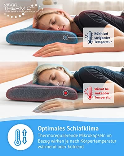 Oreiller Ergonomique HADAR Low Quickdry | pour Dormir sur Le Ventre | Coussin Cervical orthopédique | Mousse Viscoélastique | Housse avec thermorégulation et à séchage Rapide
