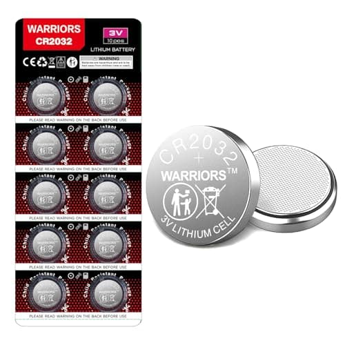 Warriors 10X Pile Piles 2032 CR2032 Bouton 3V,Emballage à l'épreuve des Enfants, pour appareils Smart Home, clés de Voiture (10 Pack)