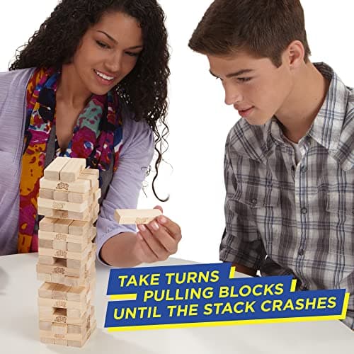 Hasbro Gaming Jenga, Jeu De Société en Bois, Jeu d’Adresse pour Enfants Et Familles, Version Française, Cadeau De Noël, Idées Cadeaux d'anniversaire et pour Noël, À Partir De 6 Ans