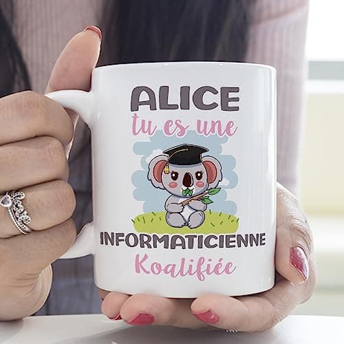 Mugffins Tasses Personnalisables pour INFORMATICIENNE femme - En Français - Cadeau Personalisé- Koalifies Personalisés - 11 oz / 330 ml