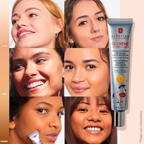 Erborian - CC Crème à la Centella Asiatica - Maquillage et Soin Illuminateur de Teint Haute Définition pour Visage - Protection Solaire SPF 25 - Soin Cosmétique Coréen - Clair 45 ml