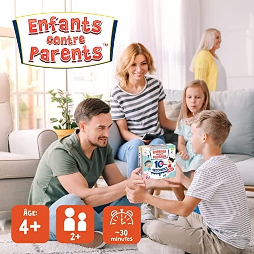 KANGUR Enfants Contre Parents 10 Secondes Kids Familial Jeux de Société pour Enfants et Adultes Quiz Jeu de Cartes 4+