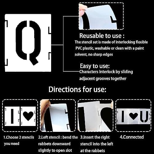 42 Pcs Alphabets Numéro Pochoirs, 7,5cm Plastique Réutilisable Pochoir de Lettres Pochoirs d'Artisanat de Numéros pour La Peinture Art Projects Décoration DIY