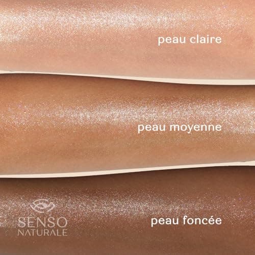 Senso Naturale Rose Gold Huile Bronzante Corps Solide Illuminatrice Crème pour le Corps Hydratante aux Paillettes Nourrissante et Parfumée pour les Femmes Néroli Crème de bronzage Vitamine E, Karité