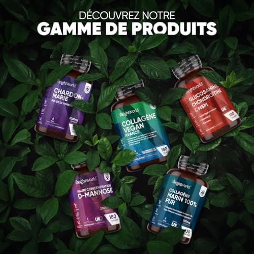 Collagene et Acide Hyaluronique - 180 Gélules Vegan (2 Mois) Collagène Vegan– Vitamine C, E, Zinc, MSM, Resvératrol, Probiotique - Lactobacillus Acidophilus, Peau, Cheveux, Ongles, Os, Gencives
