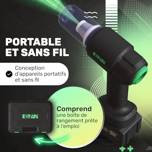 BUNIK Aspirateur Puissant 21000Pa pour Voiture - Aspirateur sans Fil avec autonomie 37 Min, Compact et performant, Accessoires Inclus pour Voiture et Maison