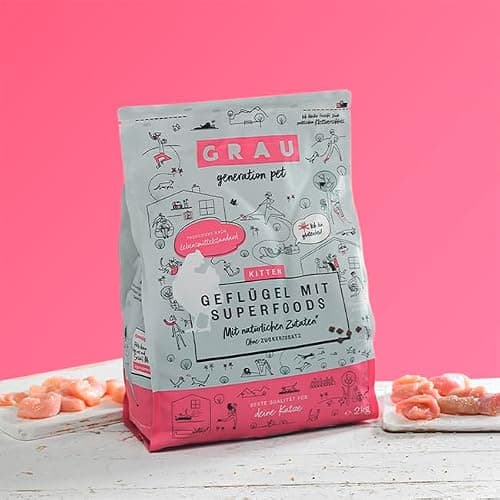 GRAU L’original Croquettes Pour Chats/chatons, Volaille Avec Super Aliments, Lot De 1 (1 x 2 kg), Sans Gluten, Pour Chatons