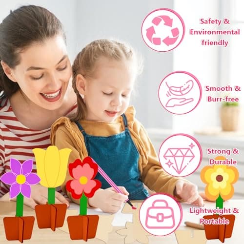 RUIJIE 3D Bricolage Fleurs en Bois, 20 Pcs Kits Fleurs Artisanat en Bois à Peindre, DIY Activité Manuelle Peinture, Fleurs Décoration Loisirs Créatifs pour Enfants Cadeau Anniversaire Jouet Party