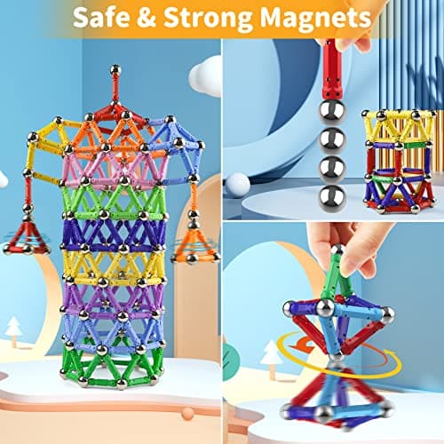 Jvchengxi 320 Pièces Bâtons Magnétiques, Jouets de Construction éducatifs Cadeau Ensemble 3D Jouet de Puzzle des Adultes et des Enfants (Plus de 6 Ans)