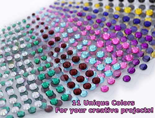 Blue Aqua Self Adhesive Acrylic Rhinestones 3 Sizes 4mm 6mm 8mm Plastic Face Gems Stick On Body Jewels Hair Crystals For DIY Cards And Invitations Crafts Bling Sticker - 5 Sheets - 480PCS