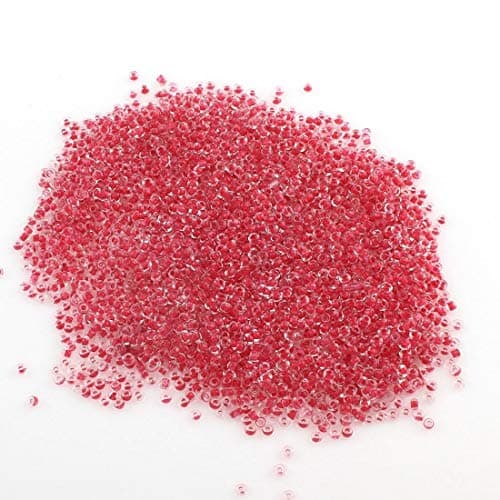 Lot de 6500 perles de rocaille en verre de 2 mm - Mélange de couleur rouge et blanc - 11/0 - Mini perles pour enfants (rouge)