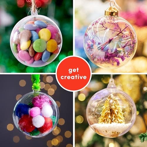 THE TWIDDLERS - 48 Boules Transparentes à remplir pour Sapin de Noël, décorations de fête de Noël, Loisirs créatifs, décorations – 8 cm