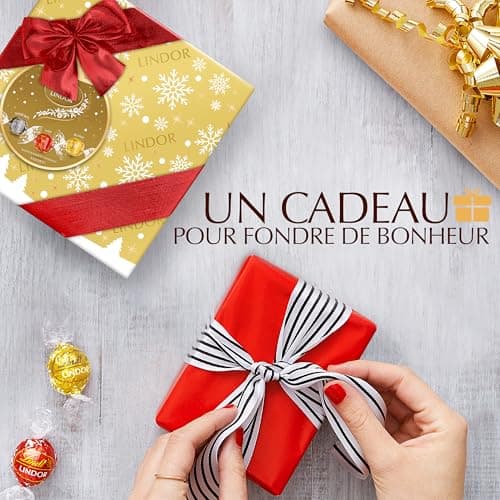 Lindt - Boîte Cadeau LINDOR - Assortiment de Chocolats au Lait, Noirs et Blancs - Cœur Fondant - Idéal pour Noël, 287g