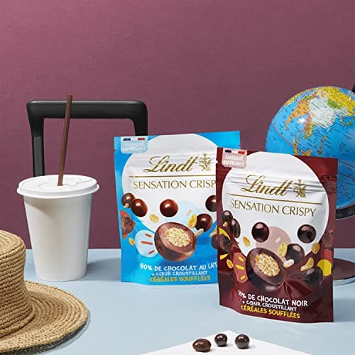 Lindt - Sachet de billes Céréales Soufflées SENSATION CRISPY - Chocolat au Lait, 140g
