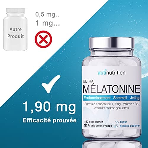 Mélatonine 1,9mg - 150 nuits : Action Rapide - Régulateur de l’horloge biologique | Pulsions de grignotage | Fabriqué en France | Endormissement serein | Réveil lucide