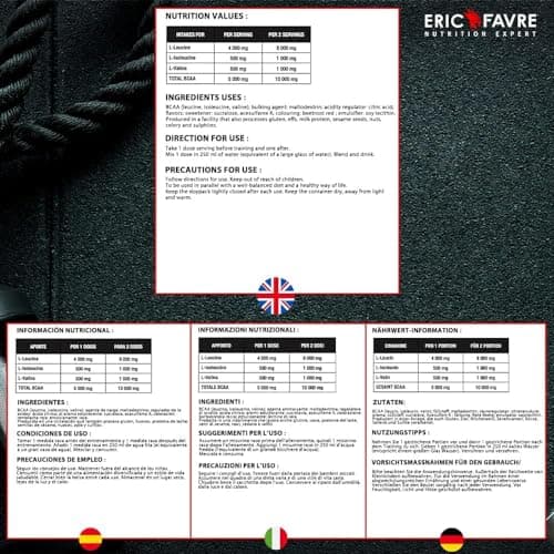 BCAA POUDRE 8.1.1 Zero - Acides Aminés Musculation Vegan - Votre Allié Pour Des Entrainements Efficaces - Performance Accentuée - 500 Gr - Laboratoire Français Eric Favre (Blue raspberry)