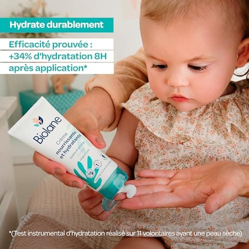 BIOLANE – Crème Nourrissante et Hydratante - Bébé - Nouveau Packaging - Visage et Corps - Apaise et Protège la peau - 98% d'origine naturelle - 100 ml - Fabriqué en France