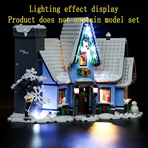 GEAMENT Jeu De Lumières (Télécommande) Compatible avec Lego Winter Village Collections Santa's Visit - Kit D'éclairage LED pour Creator 10293 (Modèle de Bloc Non Inclus)