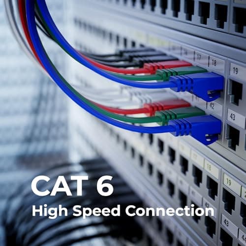 deleyCON 10x 1m CAT6 Câble Réseau Plat 1000 Mbit Gigabit LAN - Cat 6 RJ45 Ethernet Câble de Raccordement Câble de Pose fin Plat - pour Internet Switch Routeur Modem Panneau de Brassage - Coloré