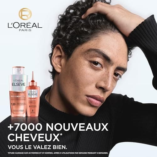 L’OREAL PARIS – Elseve Fiber Booster – Duo Anti-Chute Cheveux - Stimule la Pousse* – Augmente la Densité Capillaire – Hommes & Femmes - Shampooing Sans Sulfates + Sérum Croissance