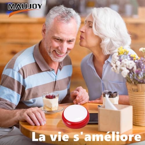 MAUJOY Horloge Parlante,Voix Française Claire Plus Facile à Comprendre- avec Réveil Alarme sonore pour Alzheimer, Malvoyants, Aveugles ou Personnes Agées (Red+White)