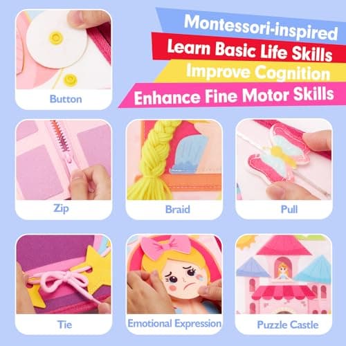 hahaland Jouet Bebe 1 an Busy Board Montessori âge 1 an, Relooking Princesse Jouet Enfant 1 2 3 4 Ans, Jeux Montessori Jouets d'Activité et de Développement Cadeau Fille 1 2 3 Ans