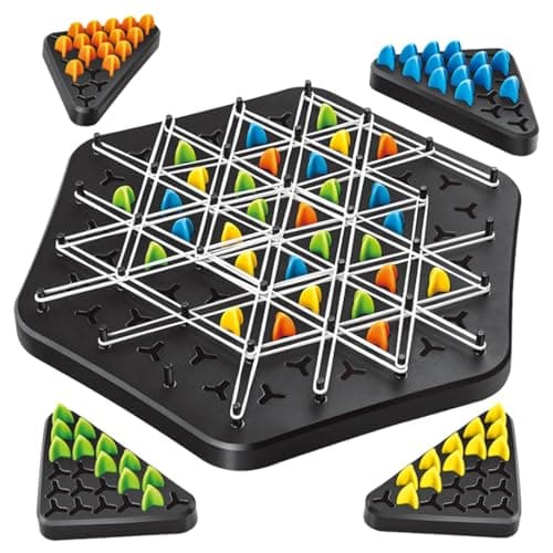 Triggle Rubber Band Game - Jeu De Triangle en Chaîne Amusant, Jeu Familial De Capture De Territoire, Jeu De Chevilles Interactif, Jeu D'échecs Triangulaire pour Enfant Et Adultes, Fête De Famille