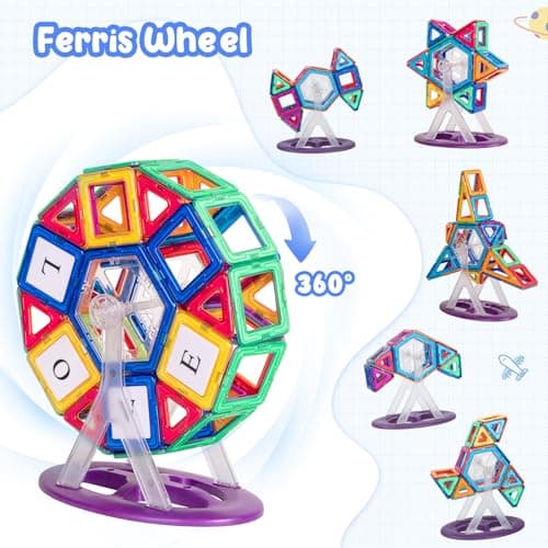 aaczly Blocs de Construction Magnétiques 122 Pièces, 3D Construction Jouets Educatif Jeux Cadeaux pour Enfants à Partir de 3 4 5 6 7 Ans
