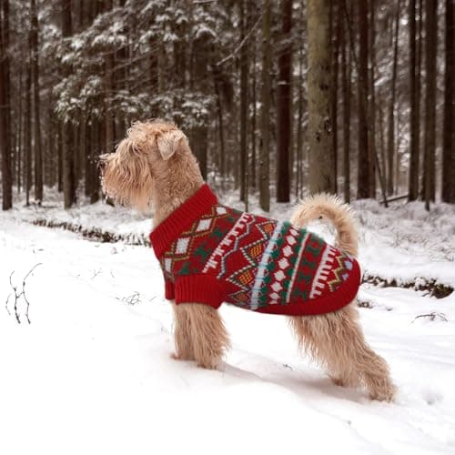Hjumarayan Pull Chien - Pull Chihuahua Chaud Pull pour Chien Petite Taille Pull Noel Chien Sweat Chien Col Rond, Pull Chien Stretch Petite Taille Pull-Overs pour Chiens (Rouge-Vert S)