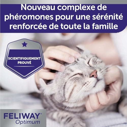 FELIWAY Optimum - Anti-Stress pour Chat - Complexe de phéromones apaisantes pour Une sérénité renforcée - 1 Recharge 30 Jours