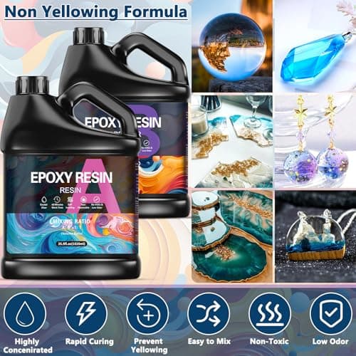 BBLTIFF Resine Epoxy, 2.04L Resine Epoxy Transparente, 1:1 Epoxy Resin Kit Complet, Avec Peinture, Bâton, Cuillère, Gants, Verre Doseur, Pince à épiler, Paillettes, Pour La DIY Artisanale, Porte-clés