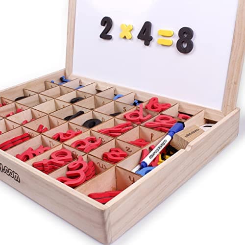 Numéros Lettres Magnétiques Montessori. Abécédaire Mobile Italique Lettres liées. Jeu Éducatif Enfants Apprendre à Lire Écrire. Boîte en Bois,Multilingue,Craies,Marqueurs,Gomme,Tableau Blanc-Noir