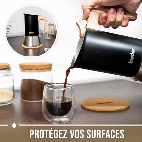 bieder - Nouvelle Nordic Moka Induction - Cafetière italienne en acier inoxydable - Convient à l'induction - Capacité 300ml - 6 tasses (6x50ml) (Noir)