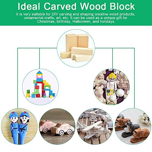Favengo 6 PCS Bloc de Sculpture Bois 10 * 5 * 5cm 10 * 2.5 * 2.5cmbloc de Bois Tilleul Bloc de Bois Brut Pour Sculpture Bloc Tilleul Sculpture Sculpture Block Bloc à Sculpter